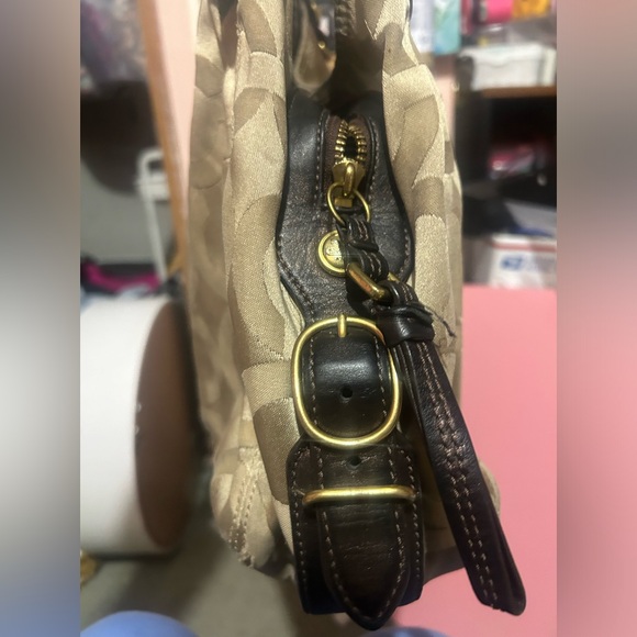 Coach Hobo Signature Carryall Purse Handbag Brown Large Zip C Logo F1082-15757 - Picture 6 of 12